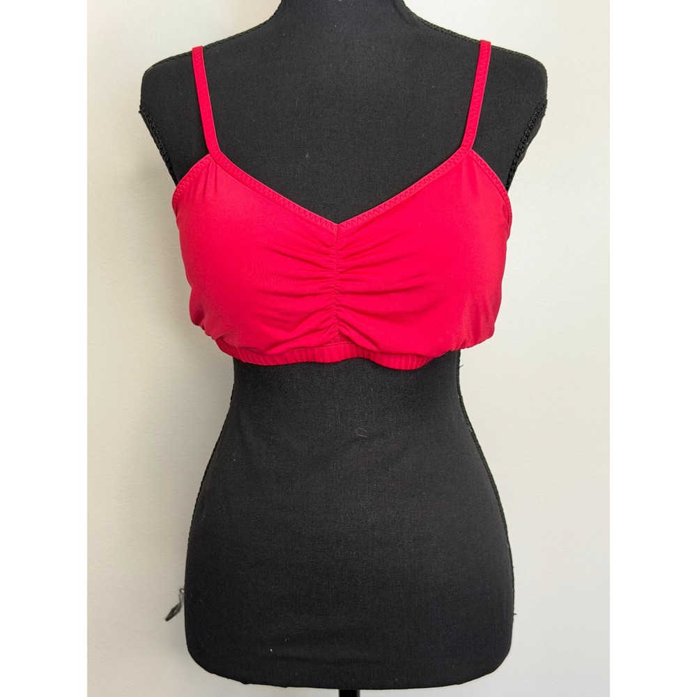 Handful Adjustable Sports Bra Pink Red Ruched Front Size L